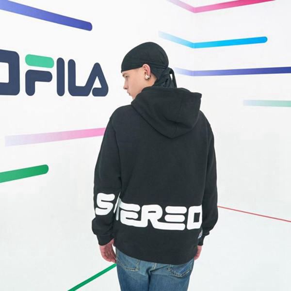 Fila Logo Men's Hoodies - Black,NZ 596-4796